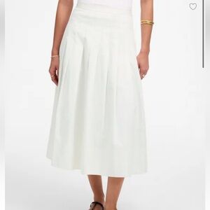 NEW NWT Madewell Pleated Midi Skirt in Cotton Poplin